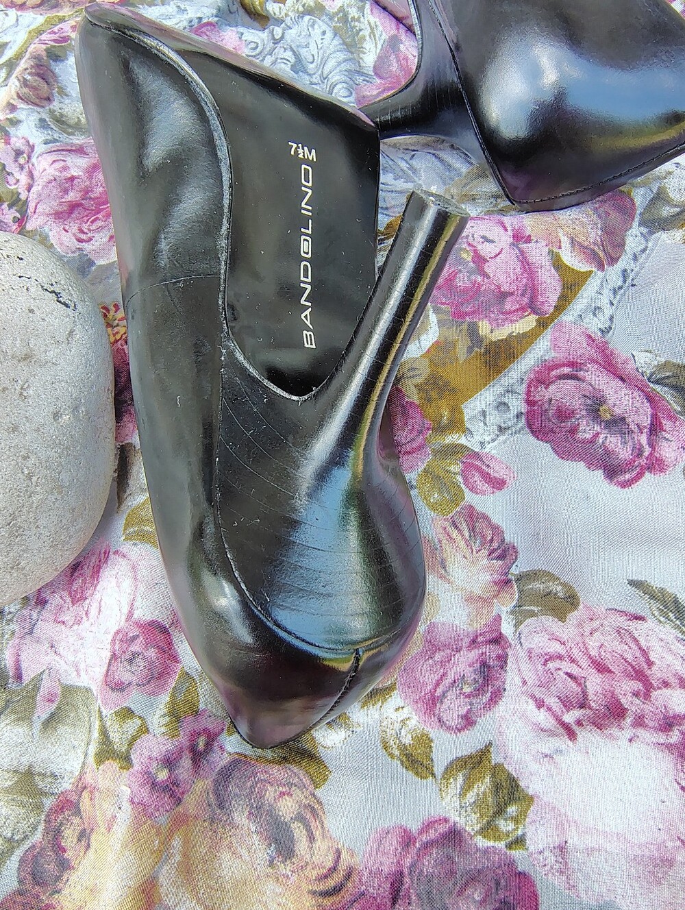 Bandolino Black Leather High Heel Pumps Size 7.5